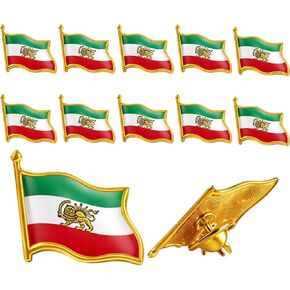 Iran Pin, Iran Flag Pin and Lion and Sun, 12-Piece Iranian Flag Set for National Celebrations and Cultural Displays, Iranian Lion and Sun Lapel Pins Bulk in Saudi Arabia