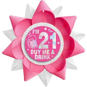 "I'm 21 Buy Me A Drink" Button(3.75 * 3.75inch), Handmade White Pink 21st Birthday Button Pins for Women Finally 21 Birthday Party Decorations Supplies Favors, Ideal Twenty One Gift in Saudi Arabia