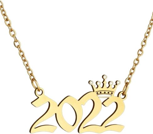 Stainless Steel Luxury Crown Number 1980‑2026 Pendant Necklace, Unisex Dainty Charm Jewelry for Men Women, Perfect Birthday Friendship Gift for Best Friend Daily Wear Accessories in Kuwait
