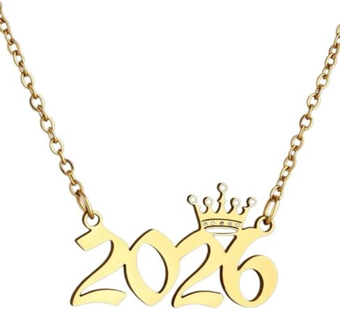 Stainless Steel Luxury Crown Number 1980‑2026 Pendant Necklace, Unisex Dainty Charm Jewelry for Men Women, Perfect Birthday Friendship Gift for Best Friend Daily Wear Accessories in Kuwait