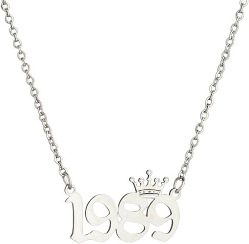 Stainless Steel Luxury Crown Number 1980‑2026 Pendant Necklace, Unisex Dainty Charm Jewelry for Men Women, Perfect Birthday Friendship Gift for Best Friend Daily Wear Accessories in Kuwait