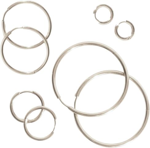 Oh Clementine Multi-Pack Rectangle Rounded Huggie Hoop Adjustable Clasp Earrings for Women - Assorted Sizes - 316L Stainless Steel with 18k PVD Gold Coating in Kuwait