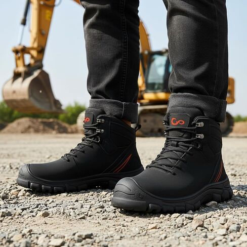 FUDYNMALC Mens Steel Toe Boots: Slip Resistant Puncture Safety Work Shoes Waterproof Comfortable for Industrial Construction in Saudi Arabia