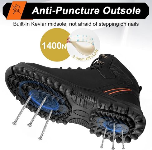 FUDYNMALC Mens Steel Toe Boots: Slip Resistant Puncture Safety Work Shoes Waterproof Comfortable for Industrial Construction in Saudi Arabia