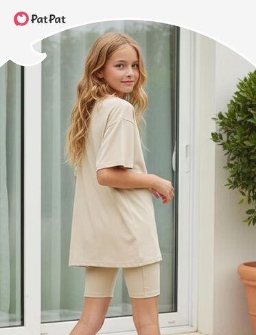 PATPAT Girls Trendy Clothes 6-14 Years Oversized Shirts and Biker Shorts with Pockets 2 Piece Lounge Sets Summer Outfits in Kuwait