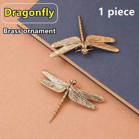 1pcs Dragonfly Brass Metal Statue Ornament Animal Figurines House Office Table Decoration in Kuwait