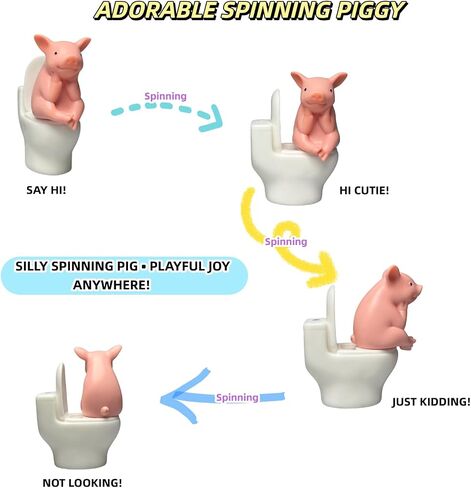 Miniature Pig Toilet Figurine, 2.6 x 2.4 x 1.2 Inches, Pink Pig Statue, Funny Bathroom Decor, Cute Home Desk Ornament for Fairy Garden, Unique Funny Gift in Saudi Arabia