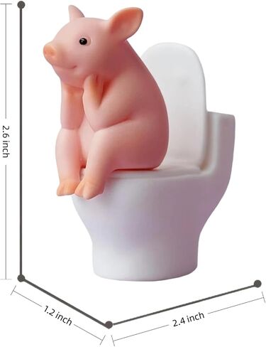 Miniature Pig Toilet Figurine, 2.6 x 2.4 x 1.2 Inches, Pink Pig Statue, Funny Bathroom Decor, Cute Home Desk Ornament for Fairy Garden, Unique Funny Gift in Saudi Arabia