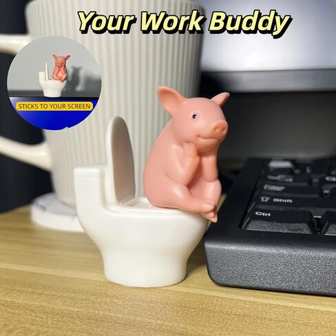 Miniature Pig Toilet Figurine, 2.6 x 2.4 x 1.2 Inches, Pink Pig Statue, Funny Bathroom Decor, Cute Home Desk Ornament for Fairy Garden, Unique Funny Gift in Saudi Arabia