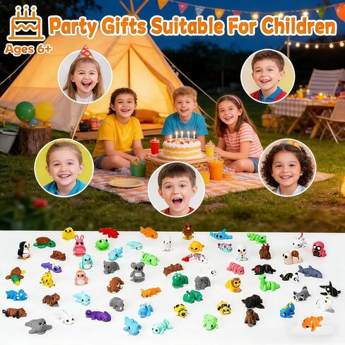 50 Pcs Mini 3D Printed Animals Mystery Box - Articulated Animal Figurines Flexible Fidget Toys Set - Random 3D Printed Creatures for Classroom Prizes, Party Favors, Stress Relief & Desk Decor in Saudi Arabia
