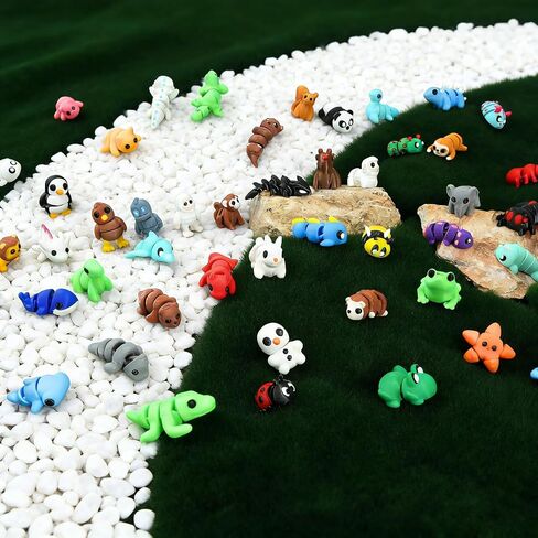 50 Pcs Mini 3D Printed Animals Mystery Box - Articulated Animal Figurines Flexible Fidget Toys Set - Random 3D Printed Creatures for Classroom Prizes, Party Favors, Stress Relief & Desk Decor in Saudi Arabia