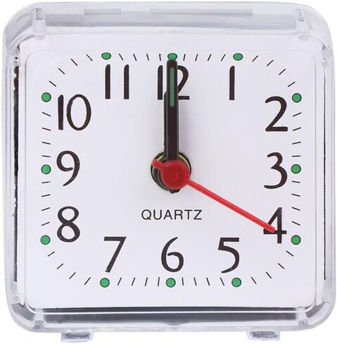 Mini Square Alarm Clock Mute Analog Ticking Operated Clocks for Children Boys Girls Birthday Gift Attachment to Wake Alarm Clock for Kids, White in Saudi Arabia