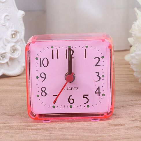 Mini Square Alarm Clock Mute Analog Ticking Operated Clocks for Children Boys Girls Birthday Gift Attachment to Wake Alarm Clock for Kids, White in Saudi Arabia