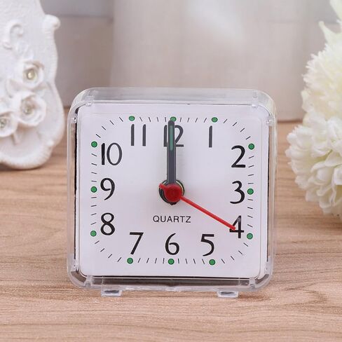 Mini Square Alarm Clock Mute Analog Ticking Operated Clocks for Children Boys Girls Birthday Gift Attachment to Wake Alarm Clock for Kids, White in Saudi Arabia