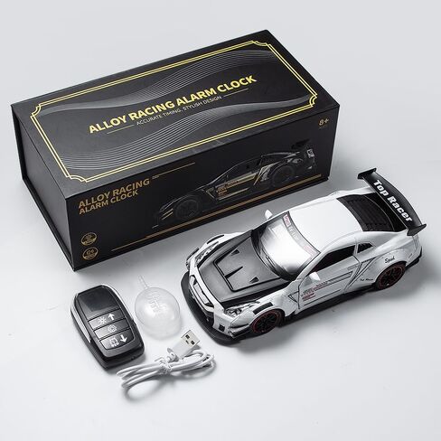 Sports Car Alarm Clock with Engine Sound, Hypercar Model Digital LED Desk Decor with Exhaust Mist & Light Effects, Interactive Pull Back Race Car Clock, for Boys & Auto Enthusia in Saudi Arabia