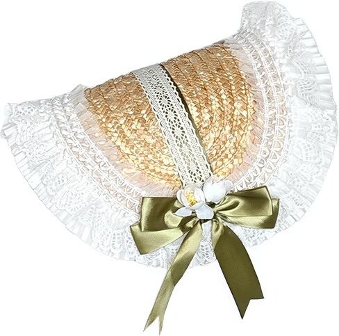 Victorian Tea Party Sun Hat for Women, Lolita Bow Flower Ribbons Straw Hat Summer Beach Bonnet Cap Travel Holiday in Saudi Arabia