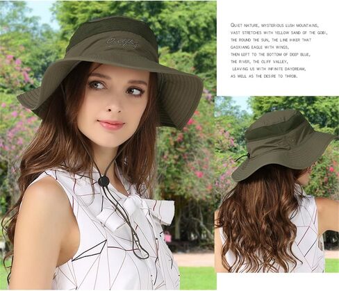 Qhome Unisex Outdoor Lightweight Breathable Waterproof Bucket Wide Brim Hat - UPF 50+ Sun Protection Sun Hats Shade in Saudi Arabia
