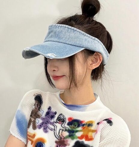Denim Sport Sun Visors Women Men Sun Hats Uv Protection Summer Beach Hat Wide Brim Foldable Outdoor Summer Cap 2026 in Saudi Arabia