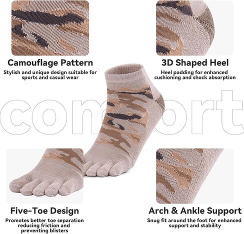 ZRENTAO Unisex Camo Toe Socks, Comfortable Breathable Athletic Casual Wear, Independence Day Celebration Gift in Saudi Arabia