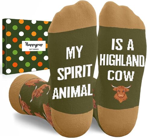 HAPPYPOP Highland Cow Gifts Women Men - Scottish Style Socks, Hyland Cow Gifts for Teens in Saudi Arabia