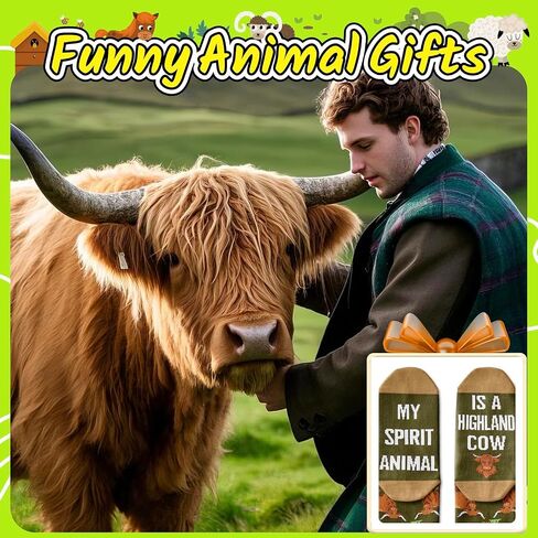 HAPPYPOP Highland Cow Gifts Women Men - Scottish Style Socks, Hyland Cow Gifts for Teens in Saudi Arabia