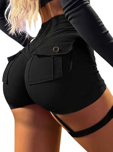 Avanova Women Sexy Scrunch Butt Lifting Shorts with Garter Straps High Waisted Booty Shorts for Festival Night Out in Kuwait