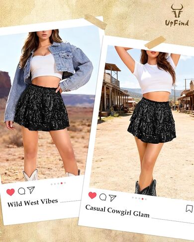 Women Sequin Skirt Sparkle Elastic High Waist Ruffle Glitter Black Mini Short Skirts Sparkly Concert Outfits for Night Out Club Party in Saudi Arabia