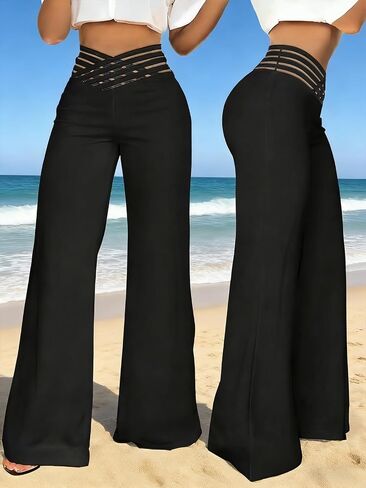 Wide Leg Pants for Women High Waisted, Work Pants Business Casual Office Dress Pants Trousers with Pockets in Kuwait