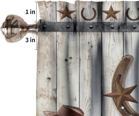 West Country Wooden Doors Valance Curtain for Kitchen,Old Country Ranch Texas Western Cowboy Star Sign Barn Door Windows Treatment Drapes for Bathroom Bedroom Living Room Farmhouse 54x 18 in in Saudi Arabia