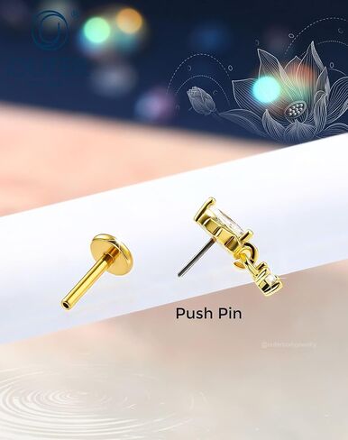 OUFER Body Piercing 18G Lotus Threadless أقراط مسطحة الظهر من التيتانيوم بعد الزنمة أقراط للنساء تتدلى Dianty هيليكس الغضروف الزنمة ثقب المجوهرات 6 مم مسطحة الظهر محارة اللولب الزنمة مسمار الأنف in Kuwait