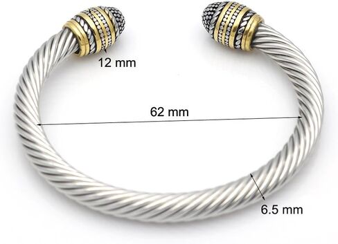 JAJAFOOK Unisex Stainless Steel Twisted Cable Wire Cuff Bangle Bracelet, High Polished in Kuwait