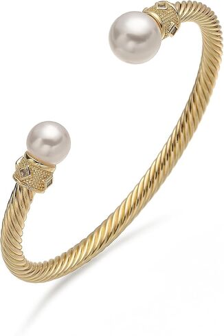 14K Gold Plated Twisted Cable Wire Bracelets Adjustable Open Cuff Bangle Bracelet Shiny CZ Zircon Copper Jewelry For Women Gift in Saudi Arabia