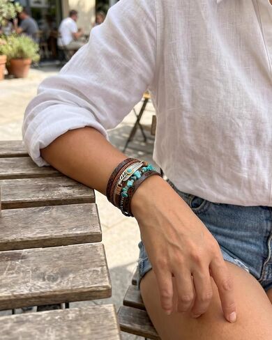 Turquoise Bracelet, Multi-Layer Boho Western Bracelet for Cowgirl Jewelry, Turquoise Jewelry for Women in Saudi Arabia