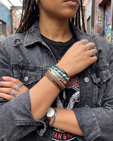 Turquoise Bracelet, Multi-Layer Boho Western Bracelet for Cowgirl Jewelry, Turquoise Jewelry for Women in Saudi Arabia