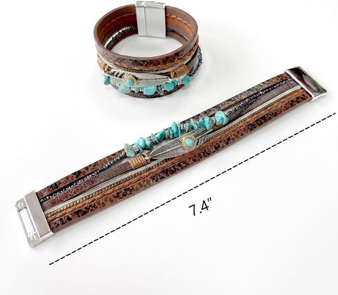 Turquoise Bracelet, Multi-Layer Boho Western Bracelet for Cowgirl Jewelry, Turquoise Jewelry for Women in Saudi Arabia