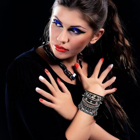 YMO 6 Pieces Spiked Bracelets, Studded Bracelet Emo Bracelets Black Leather Cuff Wristband Rivet Punk Bracelet Goth Punk Accessories for Women Men (Punk Skull Spiked) in Saudi Arabia