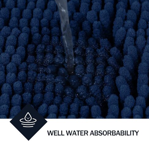 LINLA Bathroom Rugs Sets 2 Piece, Absorbent Soft Chenille Bath Mat, Non-Slip,Quick Dry, Washable, Carpet Mats for Floor, Tub and Shower, 32" x 20"/24" x 17", Navy Blue in Kuwait