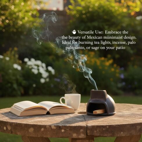 Black Terracotta Palo Santo Holder, Small Chiminea Incense Burner for Yoga Meditation Relaxation, Durable Ceramic Sage Burner Holder, Perfect for Home Decor & Gifting in Saudi Arabia