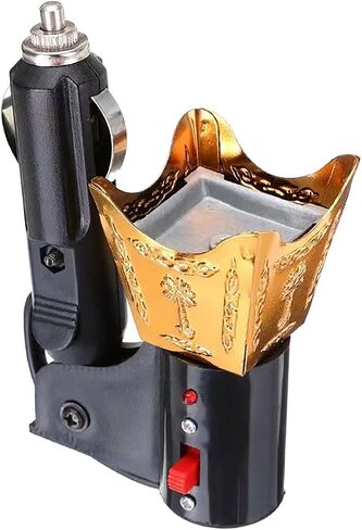Car Electric Incense Burner Bakhoor Burner Auto Accessories, Gift, Creative Decoration Cigarette Lighter Electric Censer, Gold in Saudi Arabia
