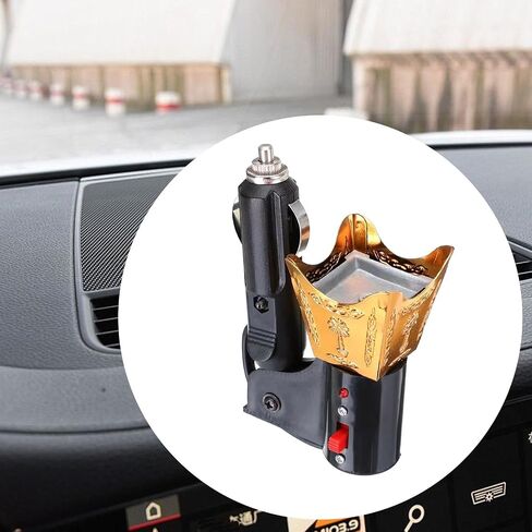 Car Electric Incense Burner Bakhoor Burner Auto Accessories, Gift, Creative Decoration Cigarette Lighter Electric Censer, Gold in Saudi Arabia