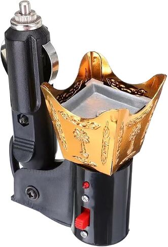 Car Electric Incense Burner Bakhoor Burner Auto Accessories, Gift, Creative Decoration Cigarette Lighter Electric Censer, Gold in Saudi Arabia