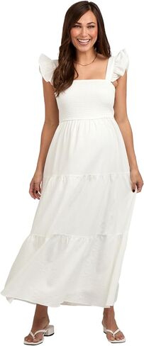 PinkBlush Sleeveless Smocked Tiered Maternity Maxi Dress in Kuwait