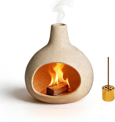 Ceramic Incense Holder, Mini Palo Santo Burner Chimney for Sticks, Cone Incense and Sage Smudging, Handmade Cone Incense Holder Burner for Yoga, Meditation, and Energy Cleansing (Milky White 01) in Saudi Arabia