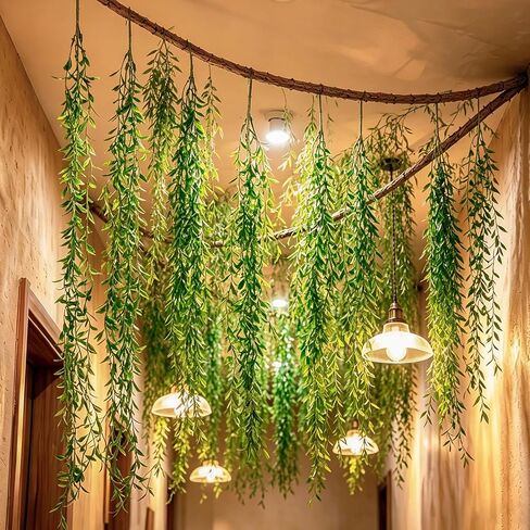 68.9ft Artificial Hanging Willow Vines Greenery Jungle Theme Decor for Woodland Forest Safari Party, Classroom Home Garden Wall Indoor Outdoor DIY Decoration in Saudi Arabia