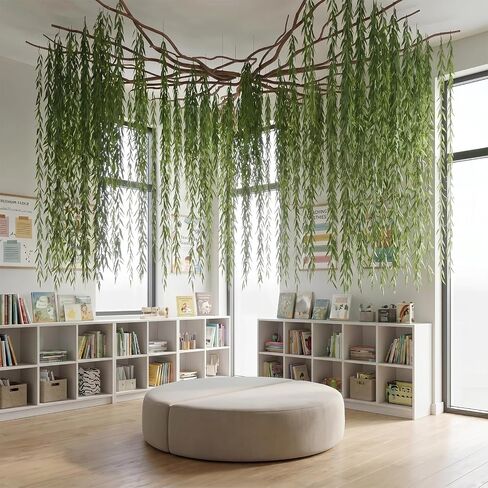 68.9ft Artificial Hanging Willow Vines Greenery Jungle Theme Decor for Woodland Forest Safari Party, Classroom Home Garden Wall Indoor Outdoor DIY Decoration in Saudi Arabia