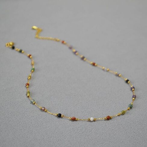 Colorful Beaded Necklace for Women – Dainty Multicolor Chain Choker, Minimalist Layering Necklace in Kuwait