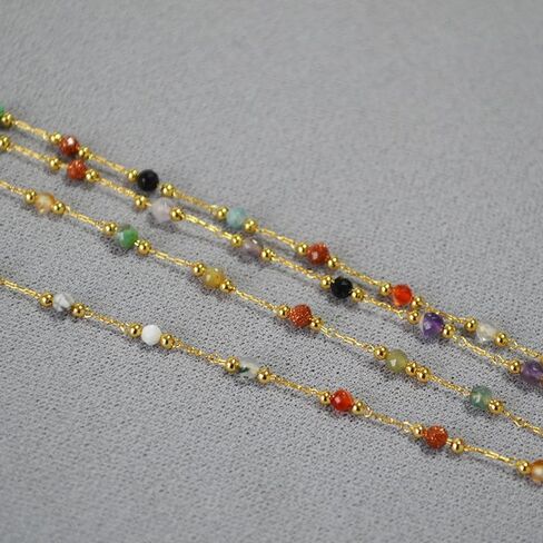 Colorful Beaded Necklace for Women – Dainty Multicolor Chain Choker, Minimalist Layering Necklace in Kuwait
