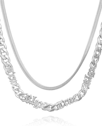 True Religion Layered Chain Necklace with Logo Script in Saudi Arabia