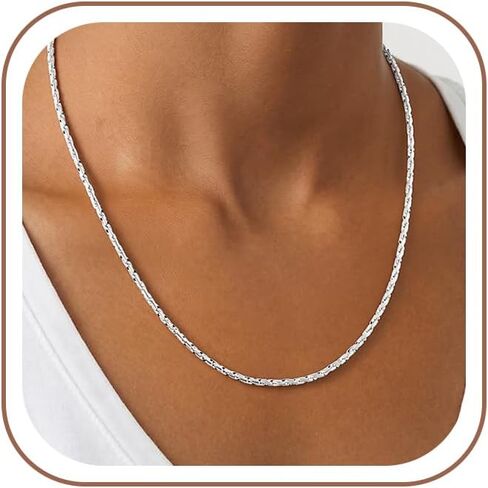 S925 Sterling Silver Necklace for Women - 3.5mm S925 Sterling Silver Twisted Rope Chain Necklace Handmade Jewelry Silver Necklaces for Women 16/18/20/22/24 Inch in Saudi Arabia