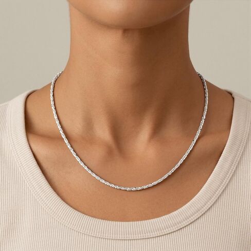 S925 Sterling Silver Necklace for Women - 3.5mm S925 Sterling Silver Twisted Rope Chain Necklace Handmade Jewelry Silver Necklaces for Women 16/18/20/22/24 Inch in Saudi Arabia